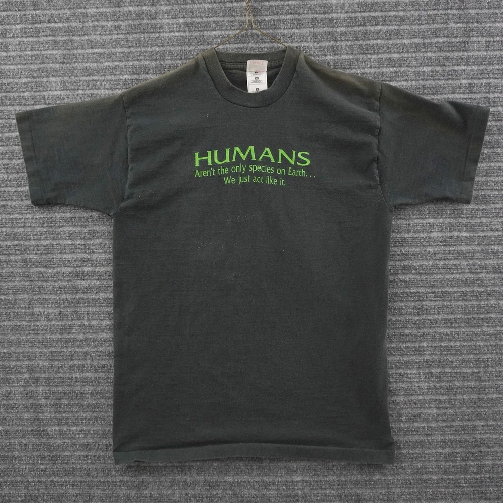Vintage 90s Humans Aren't The Only Species T-Shirt Mens L Black Graphic Tee